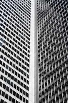 Inside corner and windows of a skyscraper.