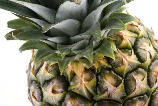 Part of a pineapple isolated on a white background.