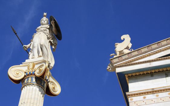 Statue of Pallas Athena, goddess of wisdom, defensive war, strategy, industry, justice and skill in ancient Greek mythology. Patron of Athens.