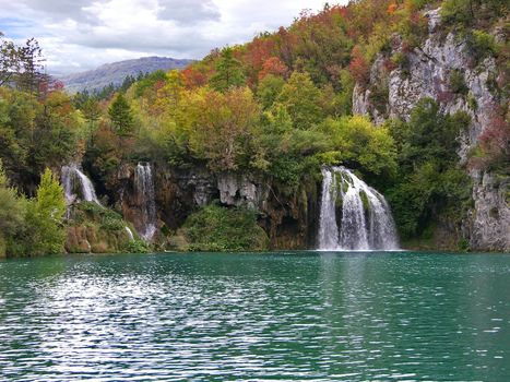 view of waterfalls in "Plitvice lakes" park