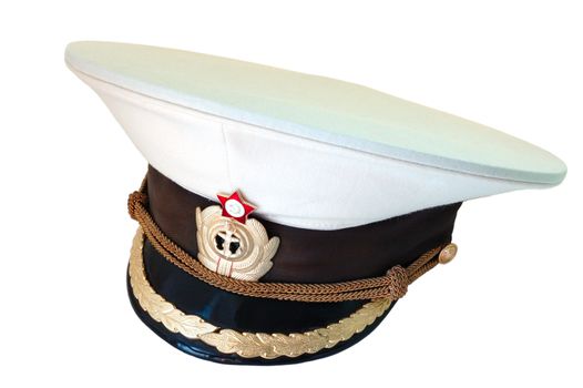 Russian navy summer  service (peak) cap on isolated background. 