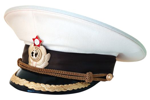 Russian navy summer  service (peak) cap on isolated background. 