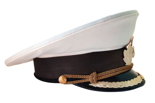 Russian navy summer  service (peak) cap on isolated background. 