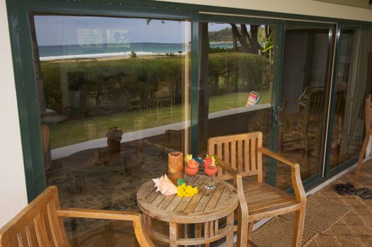 Oceanfront Lanai with Reflection of View.