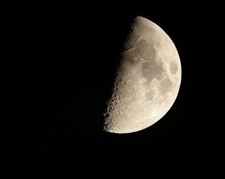 This is an image of a waxing moon as seen through a 8 inch Schmidt and Casgrain telescope.       