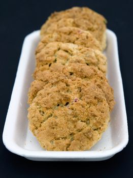parkin. oatmeal cookies on a black background