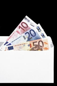 Money Gift, Envelope With A Ten, Twenty And Fifty Euro Note