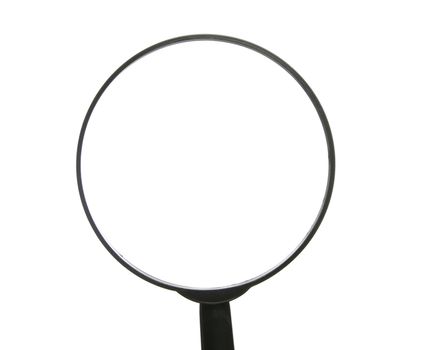 Top Of A Simple Black Magnifying Glass Over White Background