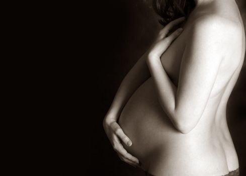 The pregnant woman on the ninth month
