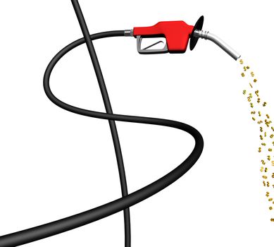 gas pump hose in the shape of a dollar sign