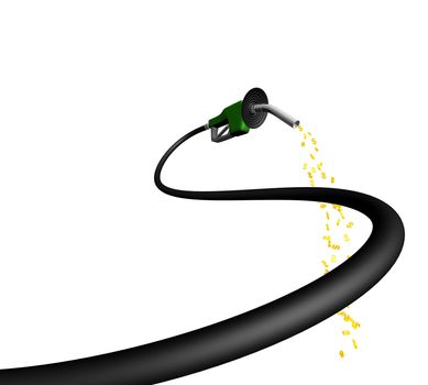 gas pump with hose supplying load of dollar symbol