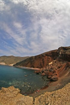 Red beach on Santorini island in Greece