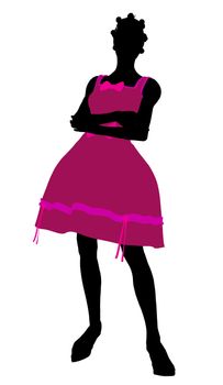 African American teenager silhouette on a white background