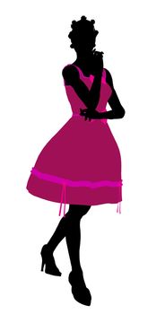 African American teenager silhouette on a white background