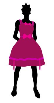 African American teenager silhouette on a white background