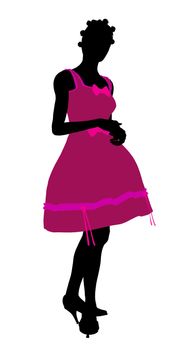 African American teenager silhouette on a white background