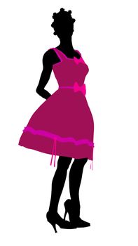 African American teenager silhouette on a white background