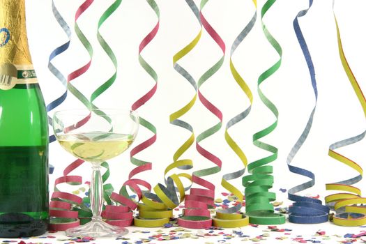 champagne streamers confetti celebration and holidays concepts horizontal