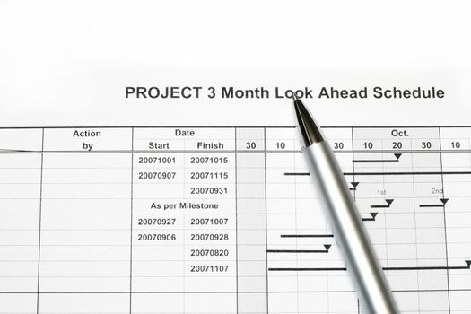 Enginering Project Look Ahead Schedule with pen