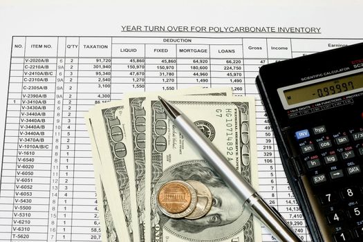 Spreadsheet Earnings Calculations with 100 dollar bills and coins