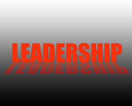 Leadership 3D Text with reflection in a gradient background