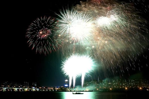 International Fireworks Festival Held at Han River Seoul Korea