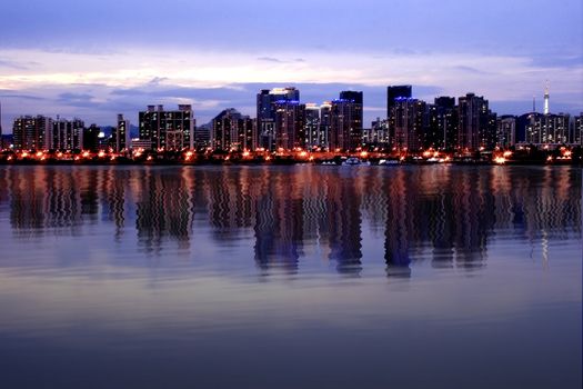 Seoul Korea Skyline at han River in Digital Reflections High resolution 