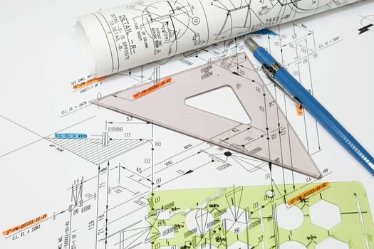 Piping Instrument Diagram with templates blueprint and scale