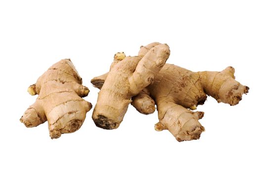Ginger roots isolated on white