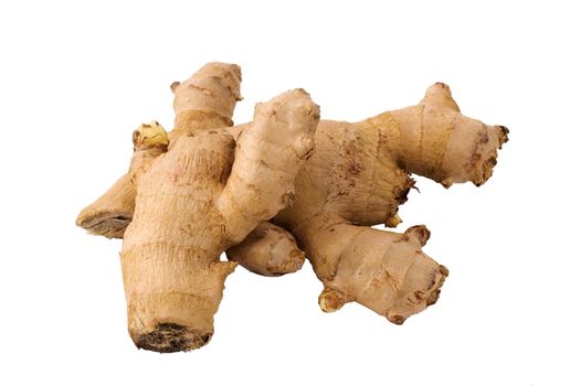 Ginger roots isolated on white