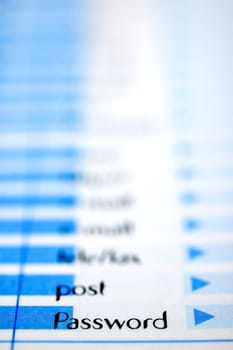 Close-up of the word password on an agenda with selective focus