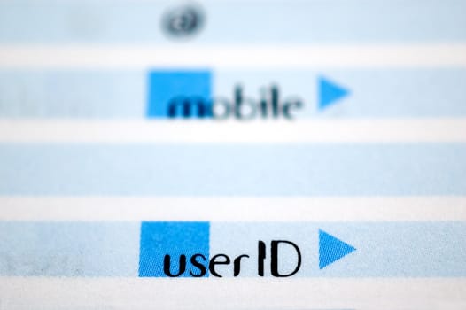 Close up of the word userID on an agenda with selective focus