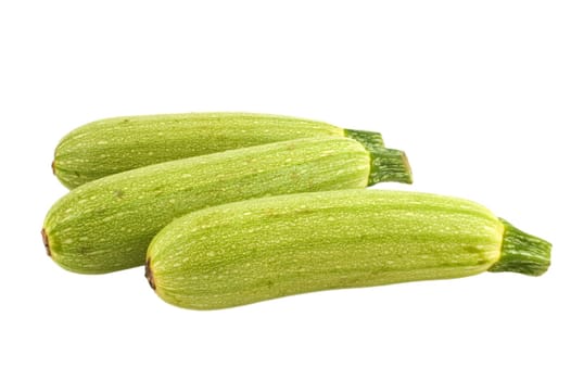 Three zucchini isolated on white