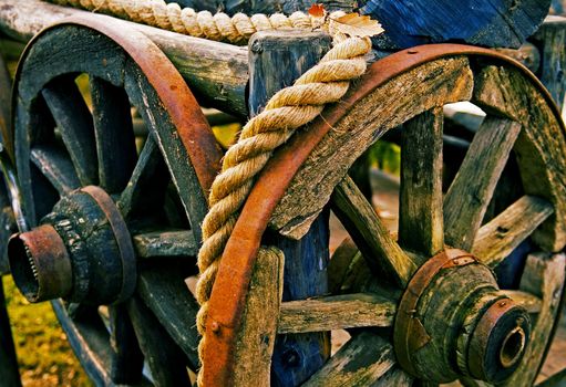 Old wooden wheels in east Turkey village