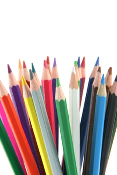 multy color pencils texture isolated on white background creativity concepts vertical
