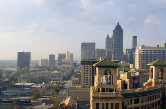 the Atlanta Georgia skyline during a sunrise