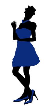 African American teenager silhouette on a white background