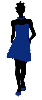 African American teenager silhouette on a white background