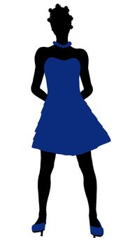 African American teenager silhouette on a white background
