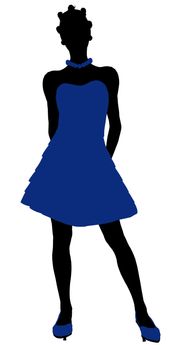 African American teenager silhouette on a white background