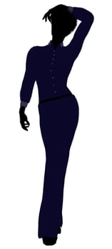 African Amercian female business executive silhouette on a white background