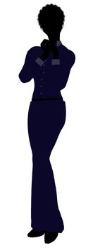 African Amercian female business executive silhouette on a white background