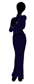African Amercian female business executive silhouette on a white background