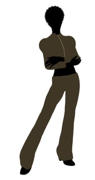 African Amercian female business executive silhouette on a white background