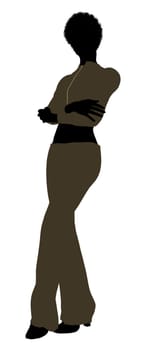African Amercian female business executive silhouette on a white background