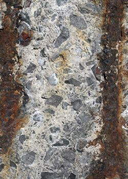 Rusty iron, stone and concrete: urban background.