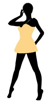 African american lingerie illustration silhouette on a white background