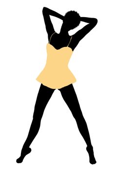 African american lingerie illustration silhouette on a white background