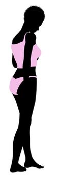 African american lingerie without socks illustration silhouette on a white background