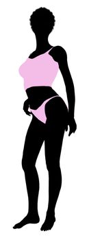 African american lingerie without socks illustration silhouette on a white background